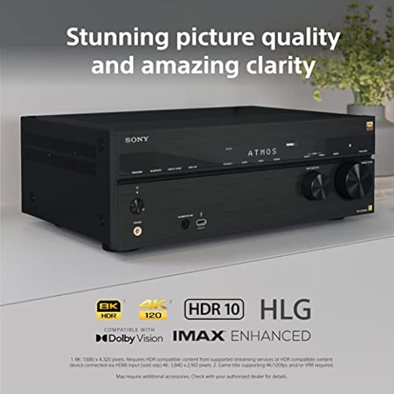 Sony STR-AN1000 7.2-ch Surround Sound Home Theatre 8K A/V Receiver: Dolby Atmos, DTS:X, Digital Cinema Auto Calibration IX, Bluetooth, WiFi, Google Chromecast