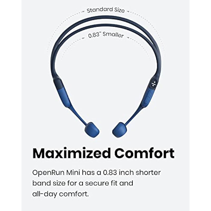 Shokz OpenRun Mini (AfterShokz Aeropex Mini) -Bone Conduction Open-Ear Bluetooth Sport Headphones – Waterproof Wireless Earphones for Workouts and Running – Built-in Mic, with Headband (Blue)