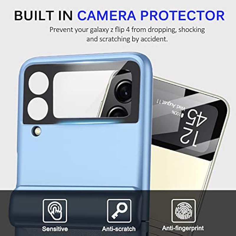 Miimall Compatible Samsung Galaxy Z Flip 4 Case with Hinge Protection, Ultra-Thin Hard PC Magnetic Hinge All-Inclusive Anti-Drop Camera Lens Protector Case for Samsung Galaxy Z Flip 4 5G 2022 (Blue)