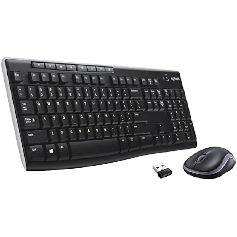 Logitech MK270 Wireless Keyboard and Mouse Combo for Windows, 2.4 GHz Wireless, Compact Mouse, 8 Multimedia and Shortcut Keys, 2-Year Battery Life, for PC, Laptop