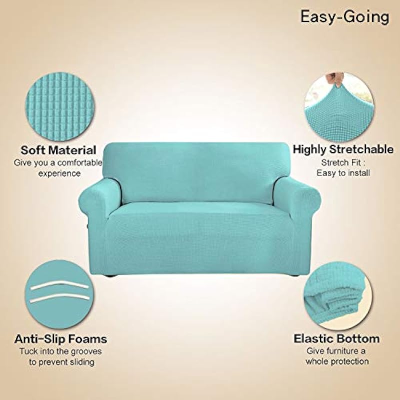 Easy-Going Stretch Sofa Slipcover Couch Sofa Cover Furniture Protector Soft with Elastic Bottom for Pets Kids Children Dog Spandex Jacquard Fabric Small Checks (XX Large, Light Green)