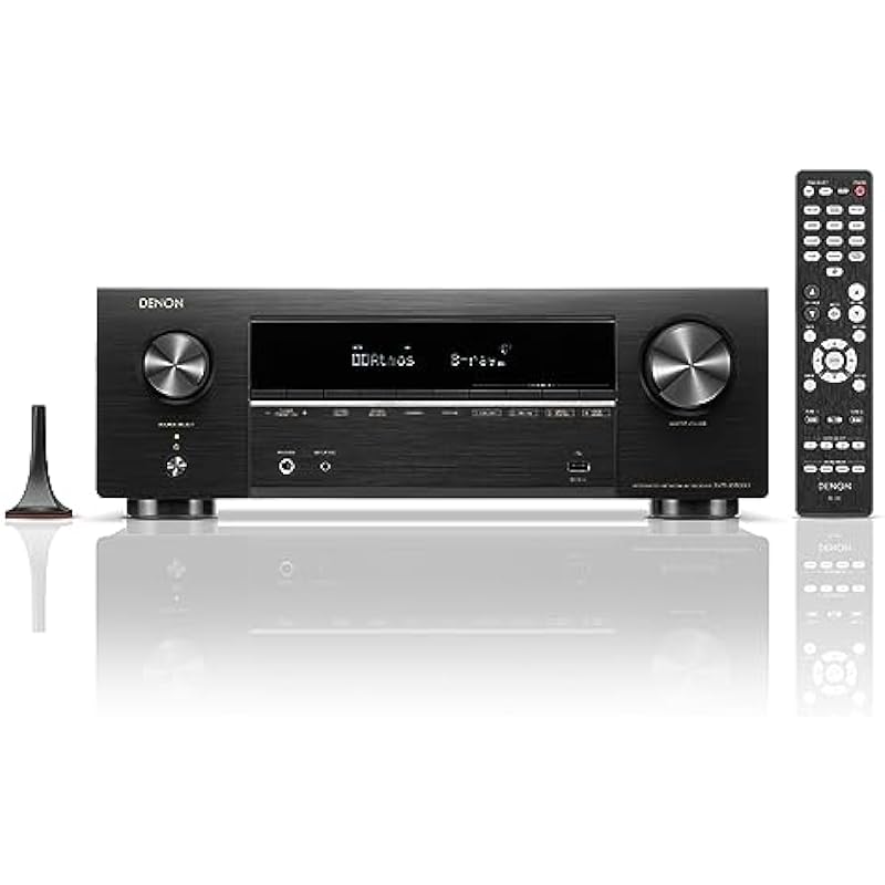 Denon AVR-X1800H 7.2 Channel AV Receiver (2023 Model) – 80W/Channel, Wireless Streaming via Built-in HEOS, WiFi, & Bluetooth, Supports Dolby Vision, HDR10+, Dynamic HDR, and Home Automation Systems