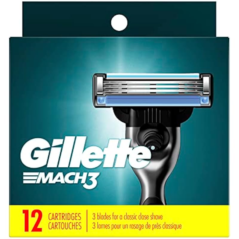 Gillette Mach3 Men’s Razor Blade Refill Cartridges, 12 Count