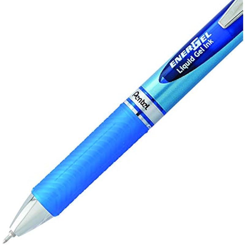 Pentel EnerGel Retractable Liquid Gel Rollerball Pen, 0.5mm Fine Needle Point, Blue Ink, 2PC Pack