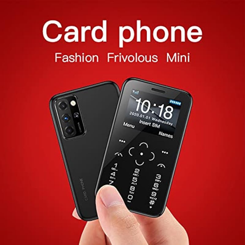 Mini Card Cellphone Ultra Thin Small Mobile Phone Portable Small Size Pocket Phone with Backup Keyboard, 1.5 Inch HD Screen, 5MP Rear Camera, for Kids Children Students (Black)