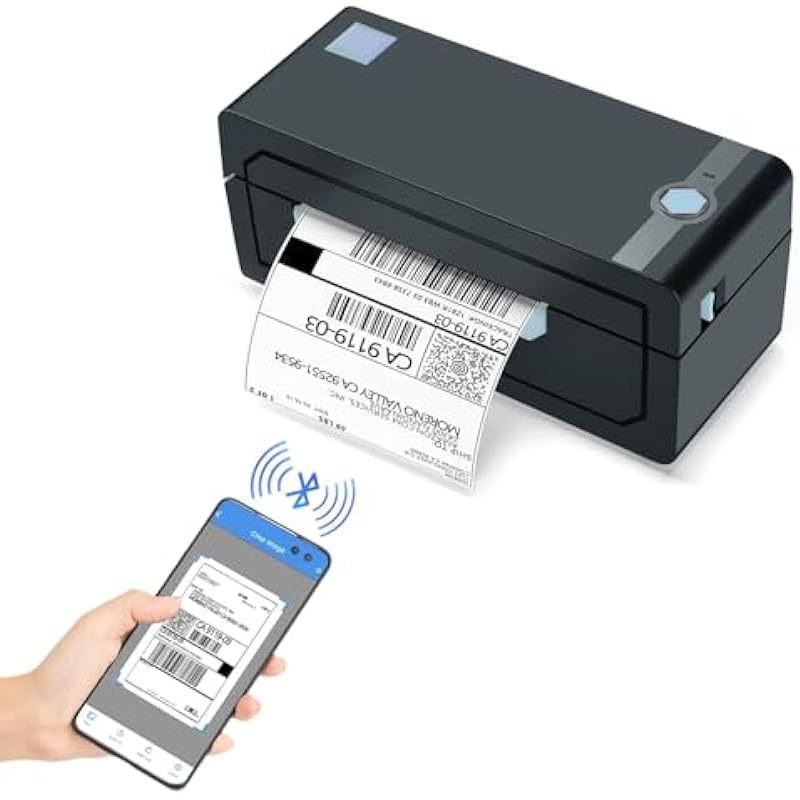 JADENS Bluetooth Thermal Shipping Label Printer – Wireless 4×6 Shipping Label Printer, Compatible with Android&iPhone and Windows, Widely Used for Ebay, Amazon, Shopify, Etsy, USPS