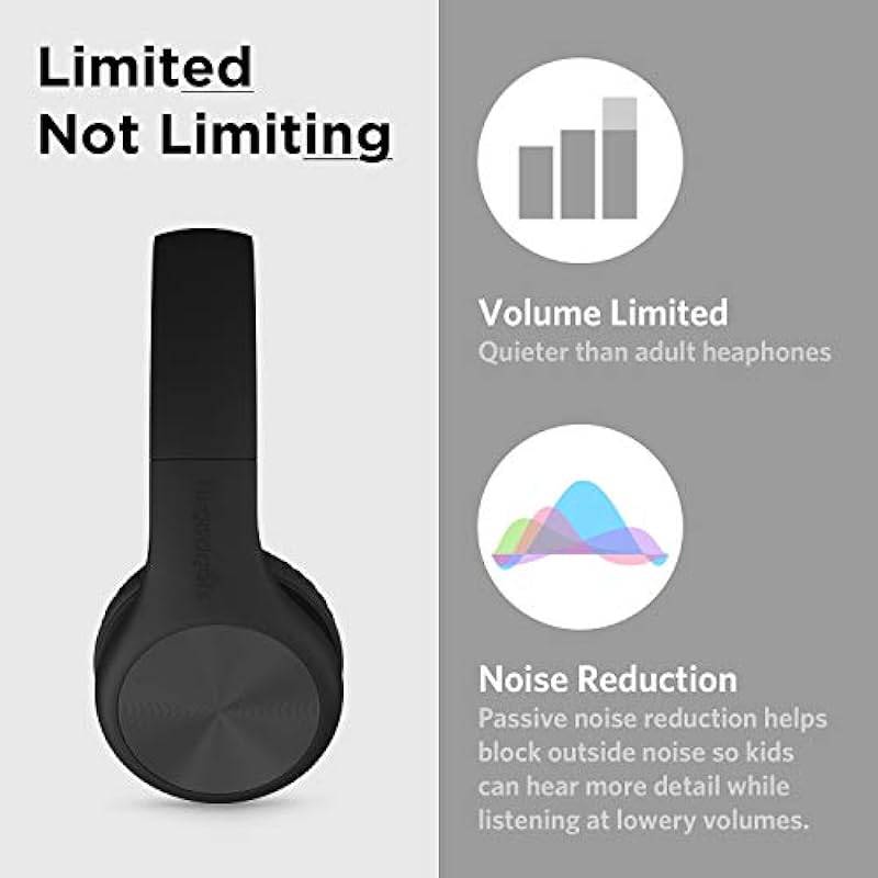 LilGadgets New Connect+ Pro Premium Volume Limited Wired Headphones with SharePort for Children/Kids (Black)