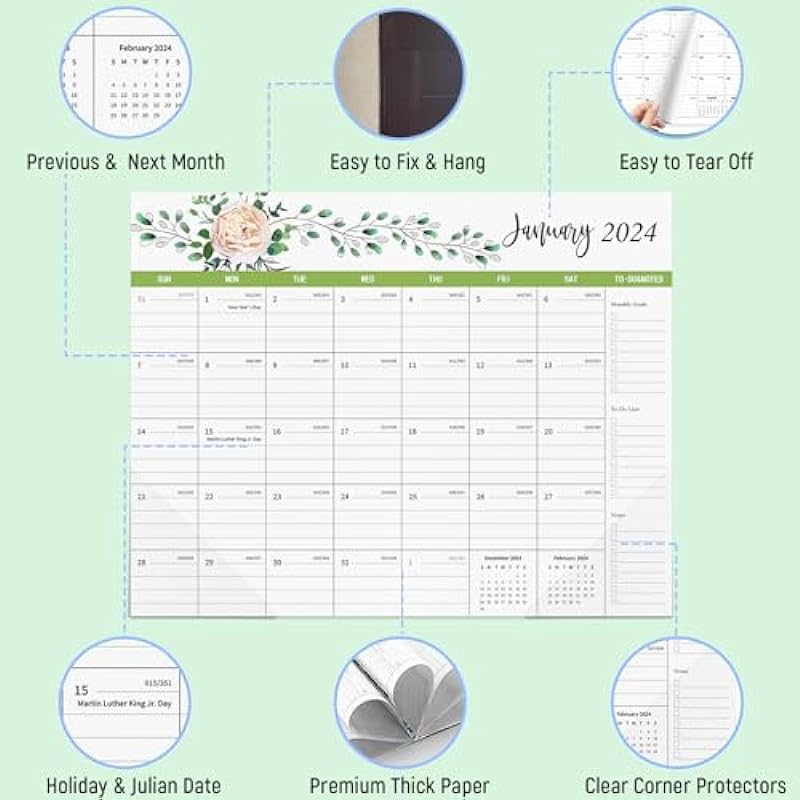 Calendar 2024-2025, Magnetic Calendar for Fridge Runs From Jan 2024 – Jun 2025, Fridge Calendar 15 x 12 Inches, Prefect for Planning and Organizing Your Life