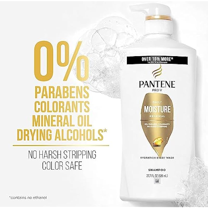Pantene Shampoo, Conditioner And Hair Treatment Set, Daily Moisture Renewal For Dry Hair, Safe For Color-Treated Hair (1,580 mL Total)