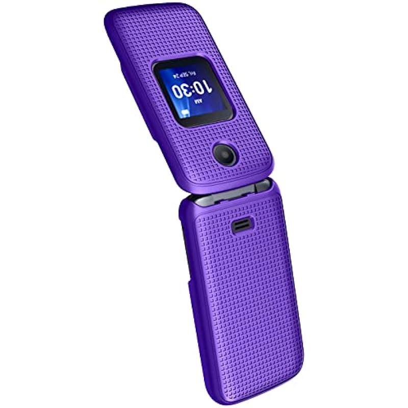 Case for Alcatel Go Flip 4 / TCL Flip Pro Phone, Nakedcellphone Slim Hard Shell Protector Cover with Grid Texture – Purple