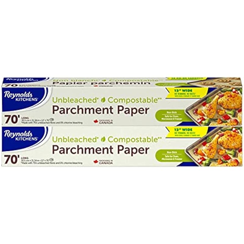 Reynolds Kitchens Unbleached Parchment Paper 12″x 70′ 2-Pack, White