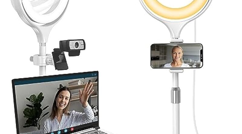 Ring Light with Stand, Desktop Ring Light with Phone Holder for Laptop/Video Conferencing/Webcam Lighting/Zoom Meetings, 8" Selfie Ring Light for Makeup/Live Streaming/YouTube/Tiktok