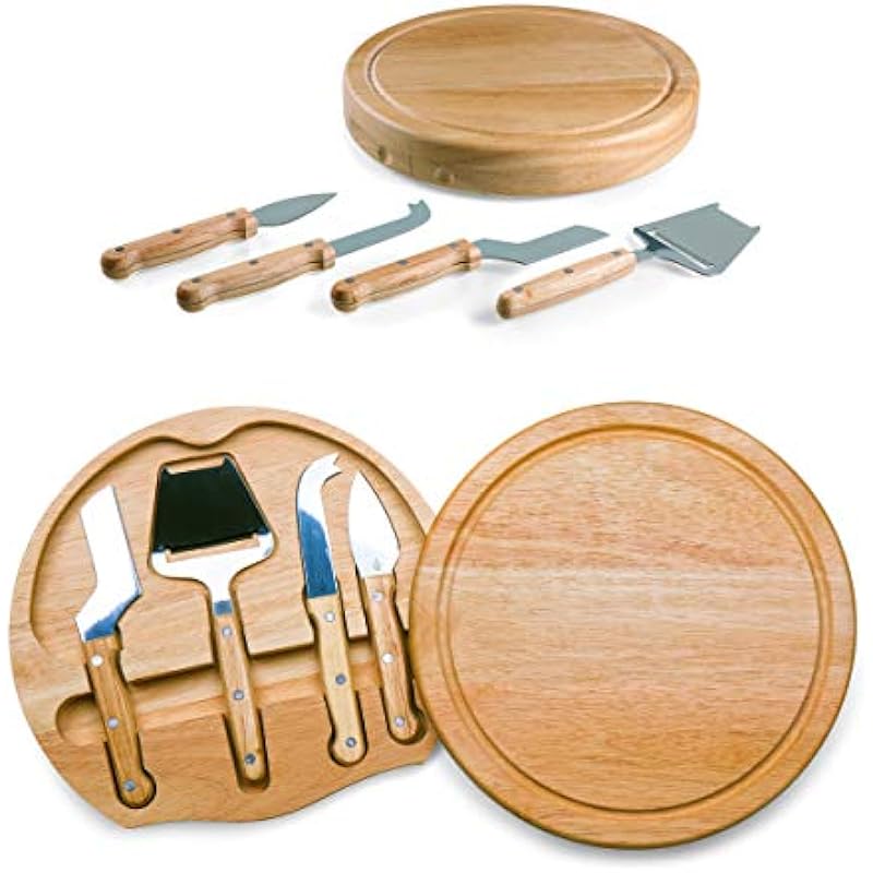 PICNIC TIME Circo Cheese Board and Knife Set, Charcuterie Board Set, Wood Cutting Board, (Parawood)