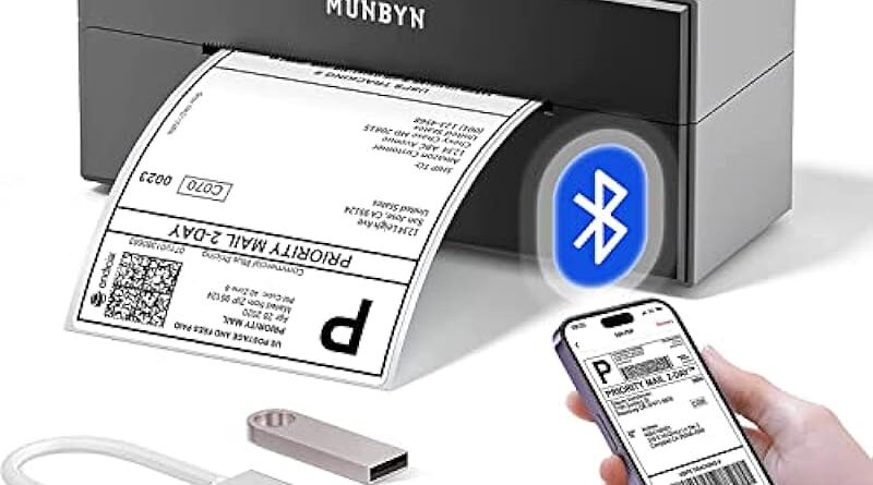 MUNBYN Bluetooth Label Printer 4x6, Bluetooth Thermal Label Printer, High-Speed 150mm/s, One-Click Setup, Compatible with CanadaPost, USPS, UPS, FedEx, Shopify, Amazon, Ebay,