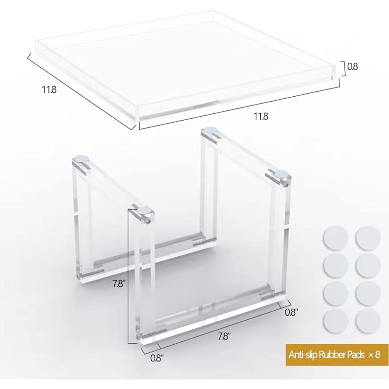 HeiMma Large Acrylic Dessert Serving Stand, Clear Square Retail Cupcake Pastry Cookie Stand for Dessert Table, Food Service Risers for Buffet Table, 12″ x 12″ Clear Serving Tray Platter for Party