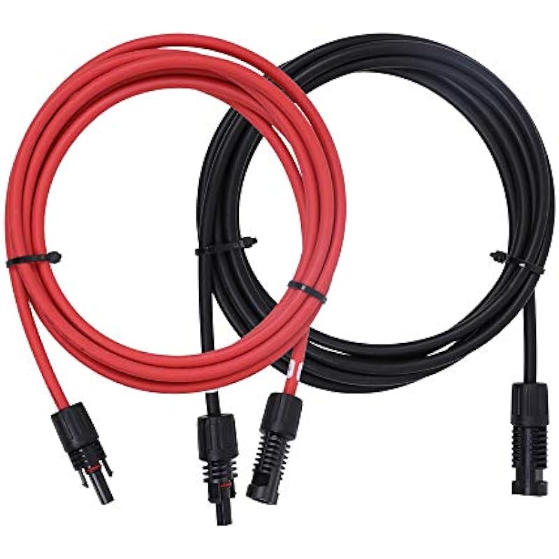 Renogy 10AWG Solar Extension Cable 20FT Solar Cable，MC4 Cable,10 awg solar wire with 2 Pair of Solar Panel Connectors（One Pair 20 Feet Red &20 Feet Black）