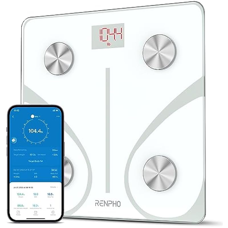 RENPHO Body Fat Scale Smart BMI Scale Digital Bathroom Wireless Weight Scale, Elis 1 Body Composition Analyzer with Smartphone App sync with Bluetooth, 400 lbs
