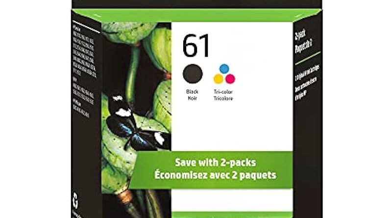 HP 61 Black/Tri-color Ink (2 Count-pack) | Works with DeskJet 1000, 1010, 1050, 1510, 2050, 2510, 2540, 3000, 3050, 3510; ENVY 4500, 5530; OfficeJet 2620, 4630 | Eligible for Instant Ink | CR259FN