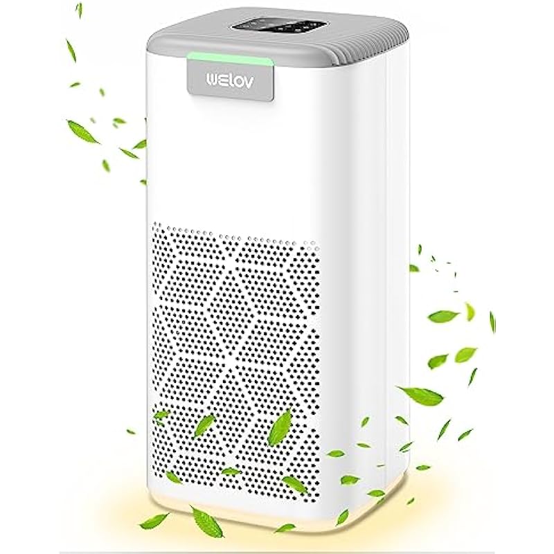 Air Purifiers for Home Large Room: Welov H13 HEPA Air Purifiers for Pet Allergy, 1570 Sq Ft Coverage Air Quality Monitor Removes Pet Hair Dander Pollen Smoke Dust Mold, 23dB Air Purifiers for Bedroom