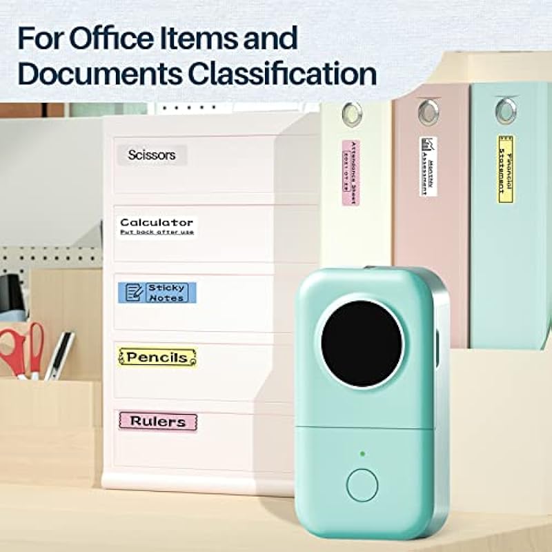 Memoking Label Makers D30 Bluetooth Thermal Label Maker Machine, Smart Mini Label Printer, Super Easy-to-Use Labeler with Label x 5, Compatible with iOS & Android for Home Storage, Green