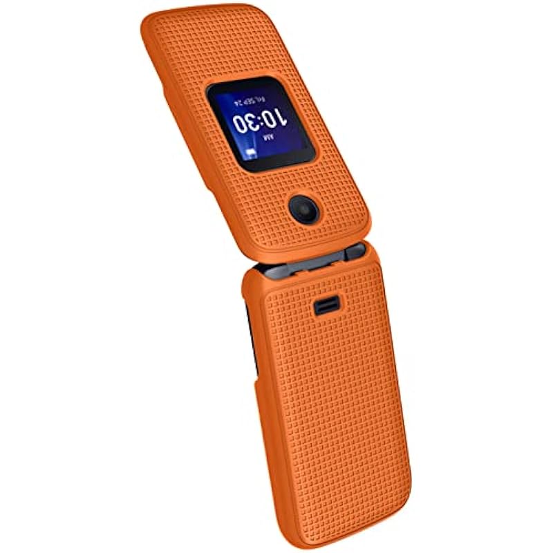 Case for Alcatel Go Flip 4 / TCL Flip Pro Phone, Nakedcellphone Slim Hard Shell Protector Cover with Grid Texture – Bright Orange