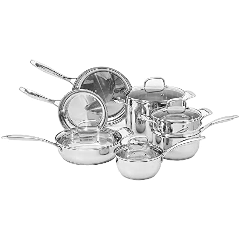 Amazon Basics Stainless Steel 11-Piece Cookware Set – Pots and Pans