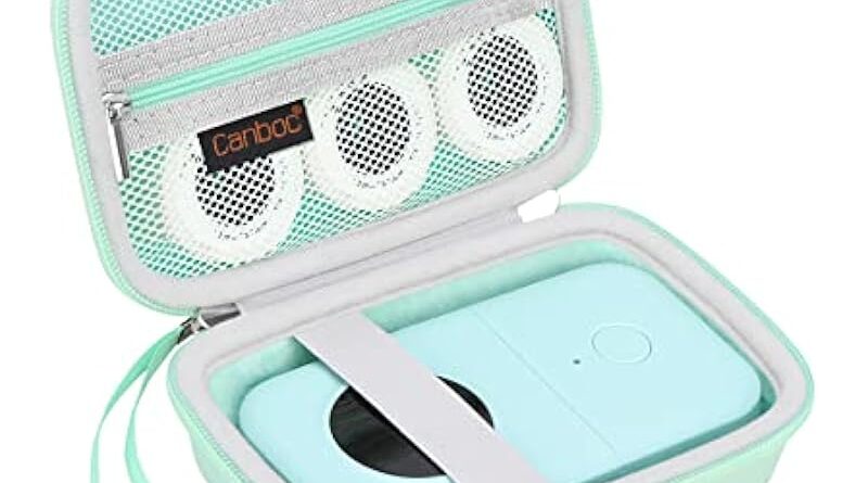 Canboc Hard Case for Phomemo D30 D35/Memoking D30/NIIMBOT D11 Label Maker, Portable Thermal Bluetooth Mini Label Printer Storage Bag, Mesh Bag fit Label Paper Tape Cable, Mint Green