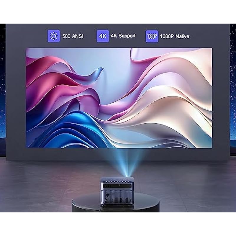 [Auto Focus/Keystone] Projector 4K with WiFi 6 and Bluetooth 5.2, 500 ANSI Lumens WiMiUS Native 1080P Outdoor Projector, 50% Zoom, Home 4K Projector Compatible with iOS/Android/HDMI/TV Stick