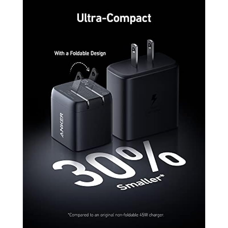 45W USB C Super Fast Charger, 313 Charger, Anker Ace Foldable PPS Fast Charger Supports Super Fast Charging 2.0 for Samsung Galaxy S23 Ultra/S23+/S23, S22/S21/S20/Note 20/Note 10, Cable Not Included