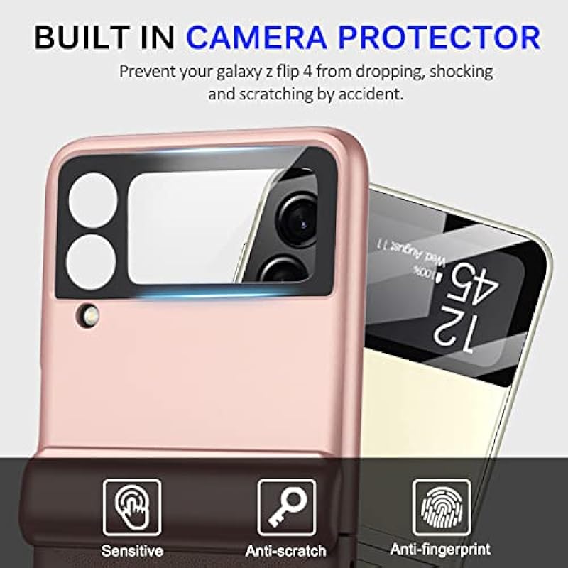 Miimall Compatible with Galaxy Z Flip 4 Case Hinge Protection, Ultra-Thin Hard PC Magnetic Hinge All-Inclusive Anti-Drop Camera Lens Protector Case for Samsung Galaxy Z Flip 4 5G 2022 (Pink)