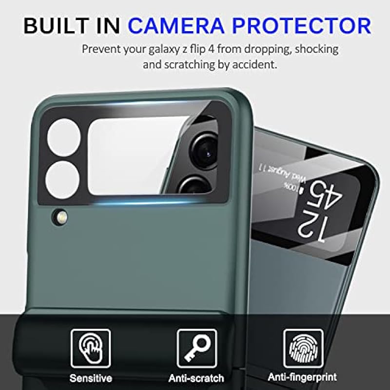 Miimall Compatible Samsung Z Flip 4 Case with Hinge Protection, Ultra-Thin Hard PC Magnetic Hinge All-Inclusive Anti-Drop Camera Lens Protector Case for Samsung Galaxy Z Flip 4 5G 2022 (Green)