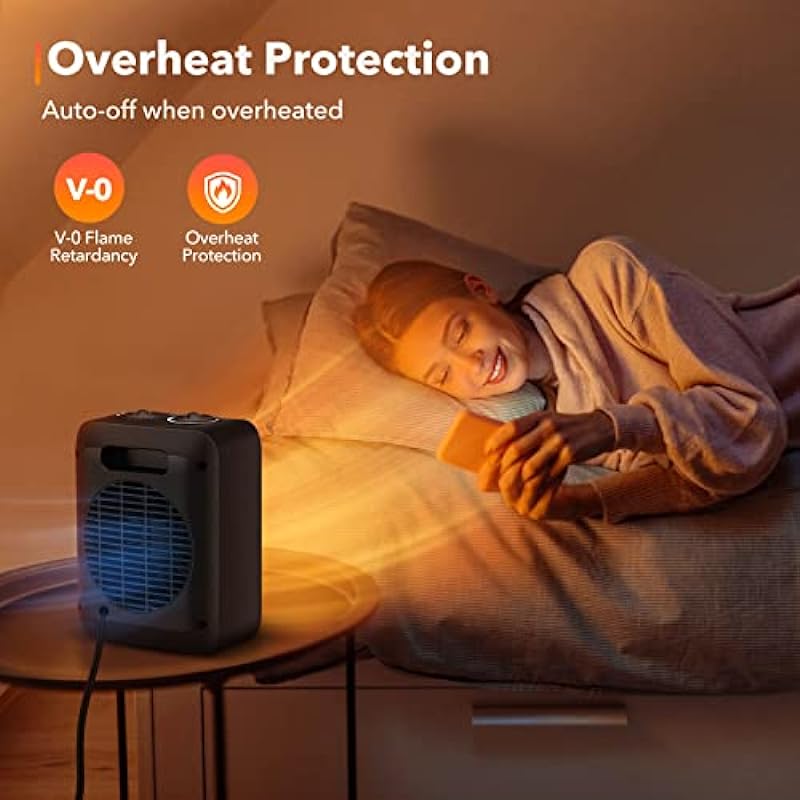 Portable Electric Space Heater 1500W/750W, Ceramic Room Heater with Tip-Over and Overheat Protection, Heat up 200 Square Feet in Seconds, Safe and Quiet for Office Home Room Desk Indoor Use (Black)