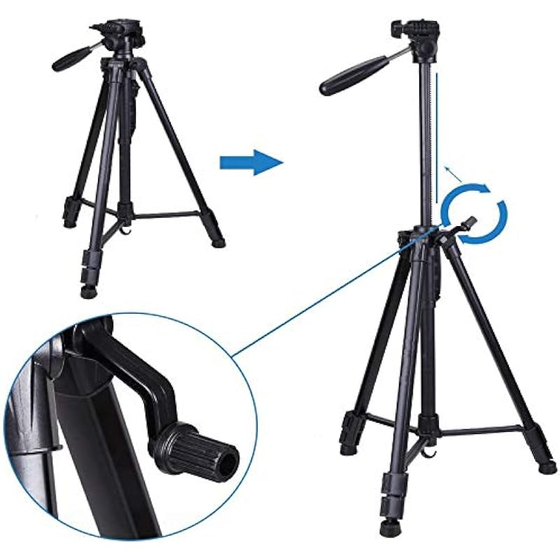 Regetek Travel Camera Tripod (Aluminum 63″ Adjustable Camera Stand with Flexible Head) -Portable Tripod for Canon Nikon Sony DV DSLR Camera Camcorder Gopro Action Cam/iPhone & Carry Bag