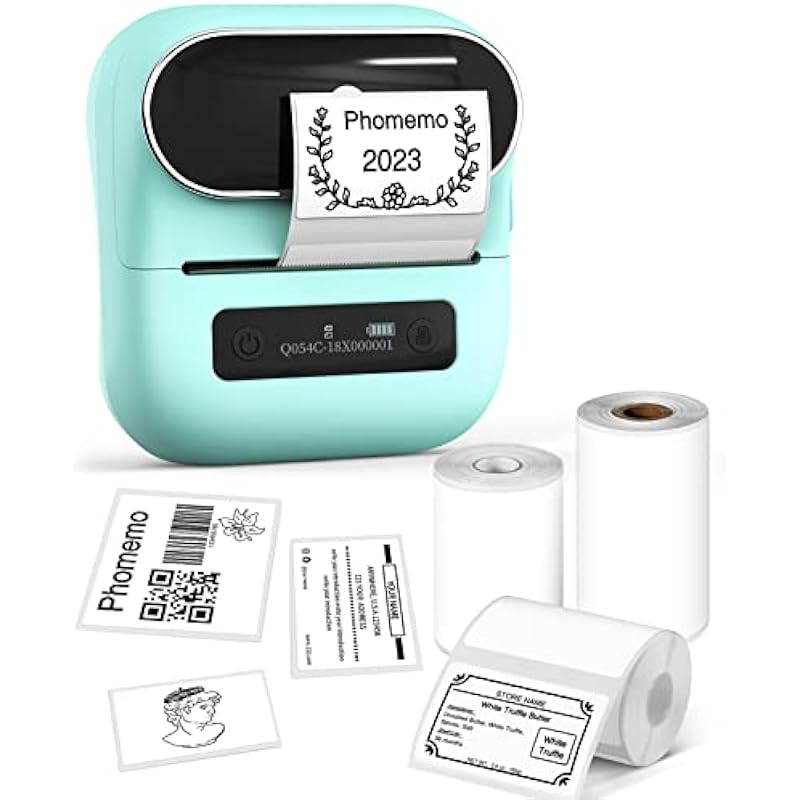 Phomemo Label Makers, M220 Portable Label Maker, Bluetooth Wireless Inkless Label Printer, 3 Inch Barcode Printer, Great for Home, School & Office, Compatible with Phone, PC, with 3 Roll Label