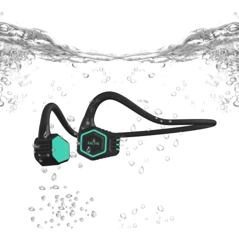 RALYIN Open Ear Headphones, Underwater Music MP3 Player with Bone Conduction Design, IPX8 Waterproof Headphones Built in 8GB Memory Open Ear Earphones Wireless Bluetooth Headset for Swimming Diving