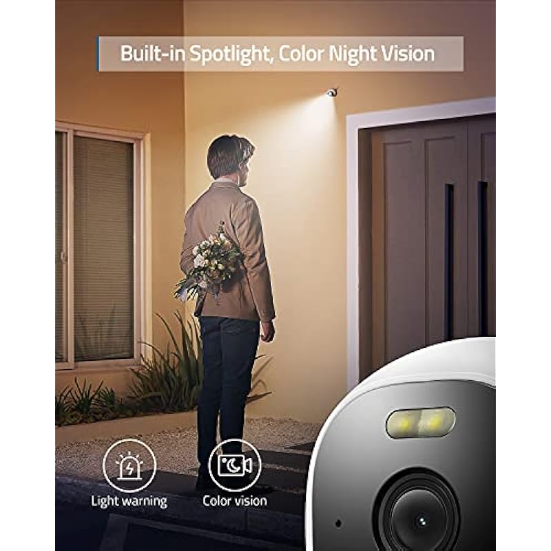eufy Security S210 Outdoor Cam, All-in-One Outdoor Security Camera with 2K Resolution, Spotlight, Color Night Vision, No Monthly Fees, Wired Camera, Security Camera Outdoor, IP67 Weatherproof