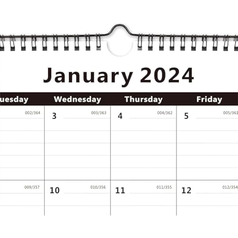 Nekmit 2024 Year Monthly Wall Calendar, Family Schedule Calendar for Home Schooling Plan, Runs from Now to Dec 2024, Ruled Blocks, 15 x 12 inches, Black