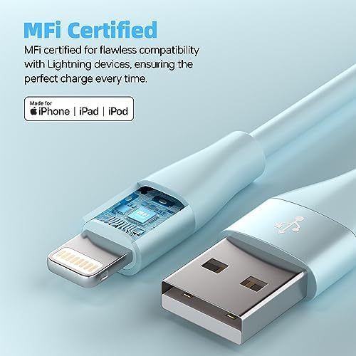 iPhone Charger Apple MFi Certified 3Pack 10 FT Lightning Cable Fast Charging iPhone Charger Cord Compatible with iPhone 14 13 12 11 Pro Max XR XS X 8 7 6 Plus SE iPad and More – Multi Color
