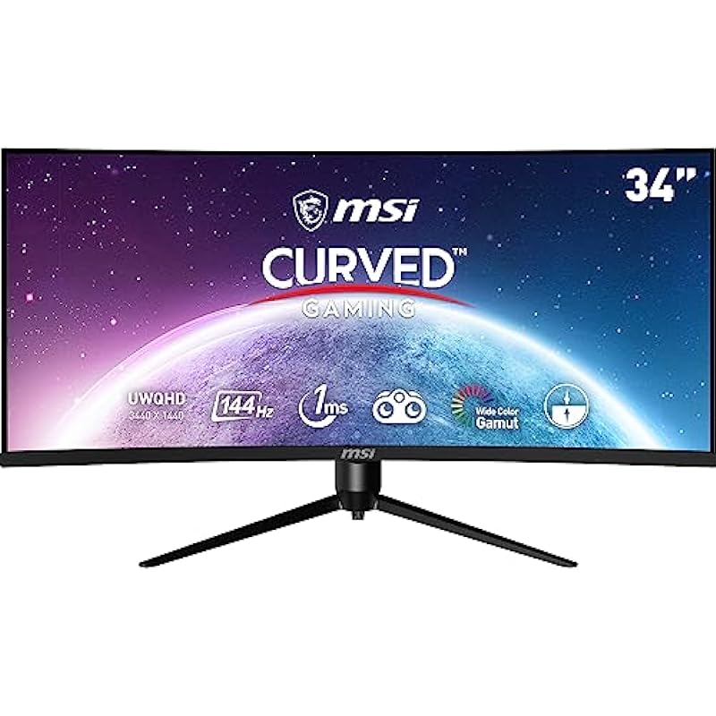 MSI Non-Glare Ultra Wide 21: 9 Aspect Ratio 3440 X 1440 (UWQHD) 100Hz Refresh Rate 1ms HDR Ready 2K Resolution 34″ Freesync Curved Gaming Monitor (Optix MAG342CQPV)