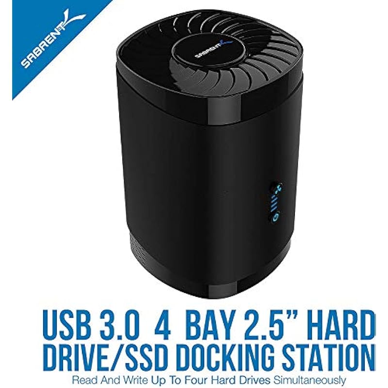 SABRENT USB 3.0 4 Bay 2.5” Hard Drive/SSD Docking Station with Fan (DS-4SSD)