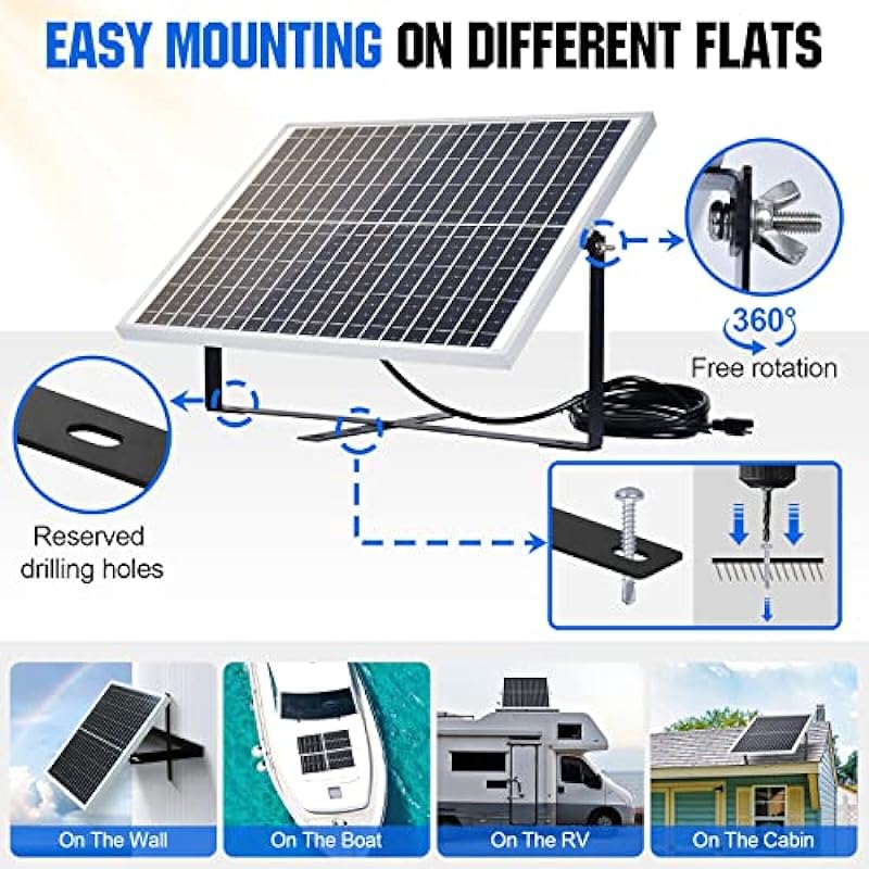 ECO-WORTHY 25 Watts 12V Off Grid Solar Panel SAE Connector Kit: Waterproof 25W Solar Panel + Adjustable Mount Bracket + SAE Connection Cable +10A Charge Controller for Car RV Marine Boat 12V Battery