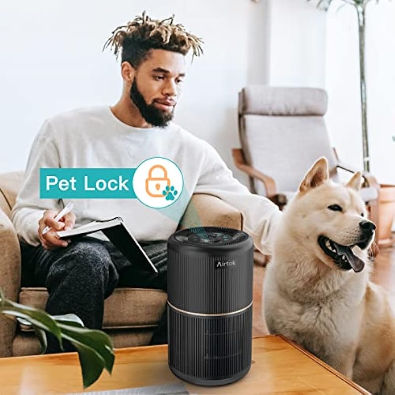 AIRTOK 2Pack Air Purifier for Home Bedroom with H13 True HEPA Filter for Smoke, Smokers, Dust, Odors, Pollen, Pet Dander | Quiet 99.9% Removal to 0.1 Microns | Black, 6.7*6.7*10.3inch