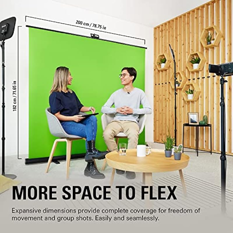 Elgato Green Screen XL – Extra Wide 79×72 Chroma Key Panel, Wrinkle-Resistant Fabric for Background Removal for Streaming, Video Conferencing, on Instagram, YouTube, TikTok, Zoom, Teams, OBS