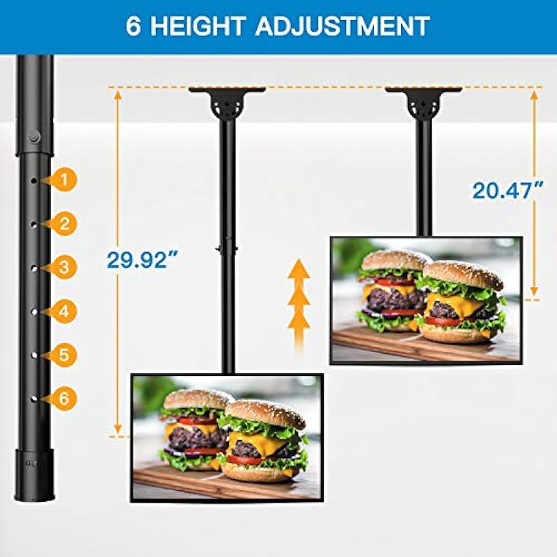 PERLESMITH Ceiling TV Mount- Full Motion Hanging TV Mount Bracket Fits 26-55 Inch LCD LED OLED Plasma TVs, Flat Screen Display-TV Pole Mount Holds up 99lbs with VESA 400x400mm