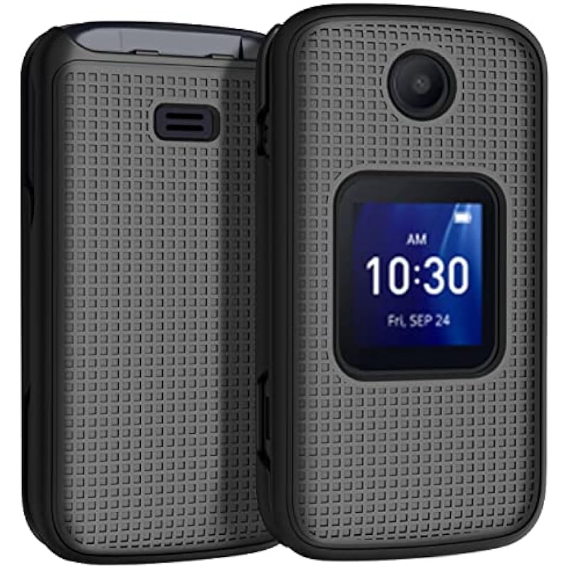 Case for Alcatel Go Flip 4 / TCL Flip Pro Phone, Nakedcellphone Slim Hard Shell Protector Cover with Grid Texture – Black