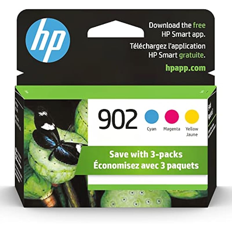HP 902 | 3 Ink Cartridges | Cyan, Magenta, Yellow | Works with HP OfficeJet 6900 Series, HP OfficeJet Pro 6900 Series | T6L86AN, T6L90AN, T6L94AN
