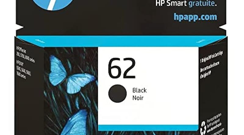 Original HP 62 Black Ink Cartridge | Works with HP OfficeJet 200, 5700, 8040 series, HP ENVY 5540, 5640, 5660, 7640 series | Eligible for Instant Ink | C2P04AN