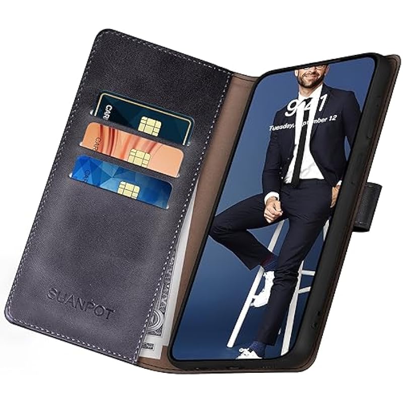 SUANPOT for Samsung Galaxy S23 FE Wallet case 【RFID Blocking】 Credit Card Holder,PU Leather Flip Folio Book Phone case Cover Women Men for Samsung S23 FE 5G Wallet case Black