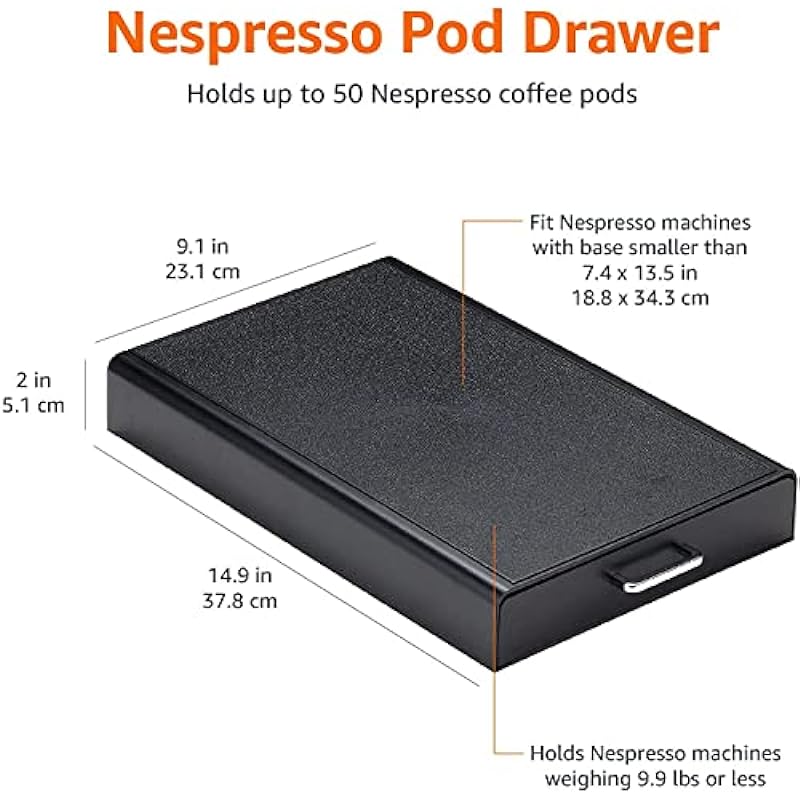 Amazon Basics Nespresso Coffee Pod Storage Drawer Holder, 50 Capsule Capacity – Only For Original Line
