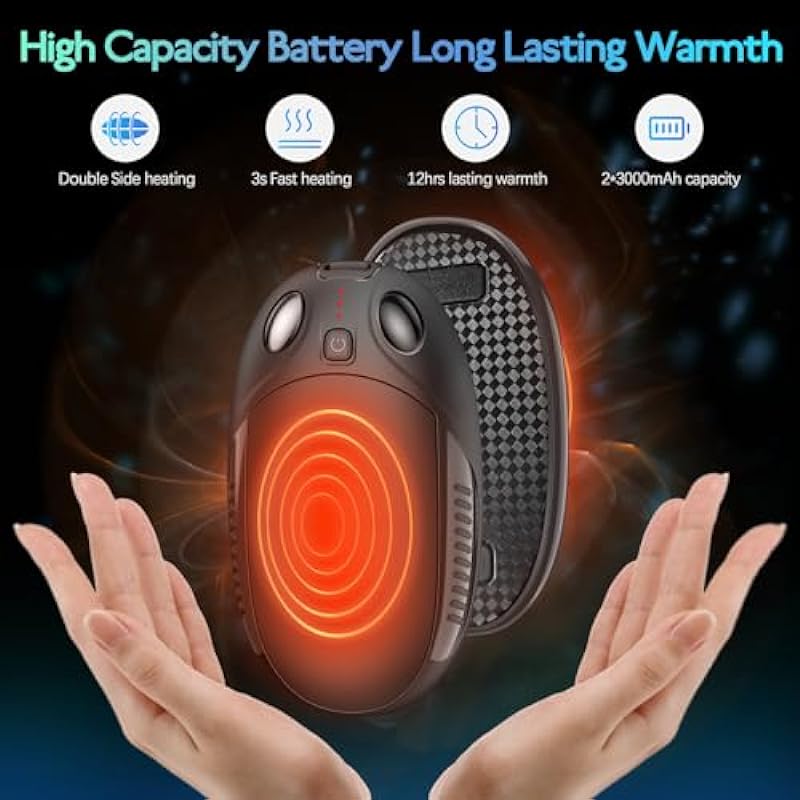 Hand Warmers Rechargeable, 2-in-1 Magnetic Electric Handwarmer with 3 Heat Levels, Long-Lasting Reusable Hand Heater Portable Pocket Warmer Great for Outdoor Sports, Camping, Winter Warm Gifts
